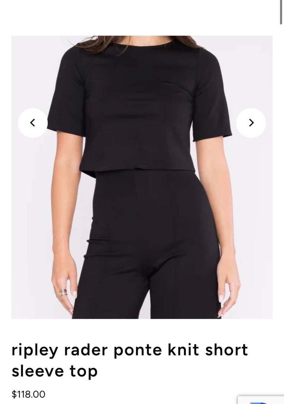 Ripley Rader Ponte Short Sleeve Top Size 3 Black Knit Crop Blouse - Picture 7 of 7